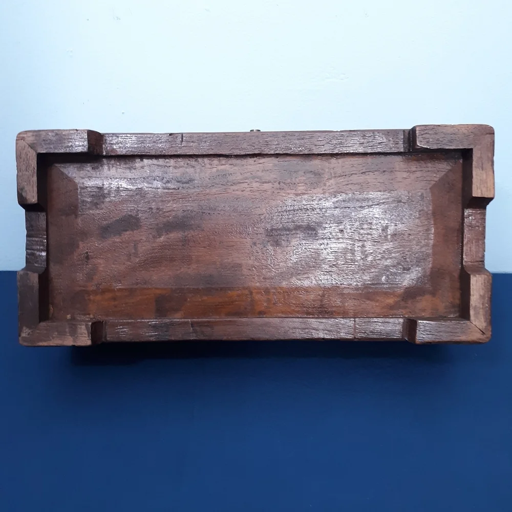 19th C Carved Rosewood Chinese Locking Antique Wooden Treasure Box Ships